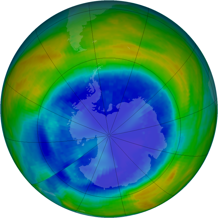 Antarctic ozone map for 03 September 1993